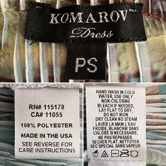 Komarov Petite Crinkle Short Sleeve Lace Inlay Mini Dress Multicolor PS - Picture 3 of 11